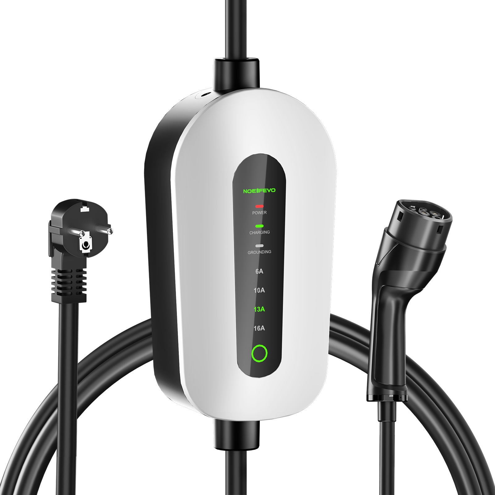 NOEIFEVO F095 Type 2 to Schuko EV Charging Cable for Electric Vehicles, 3.5KW, Adjustable Current from 6A to 16A, 3m/5m/10m