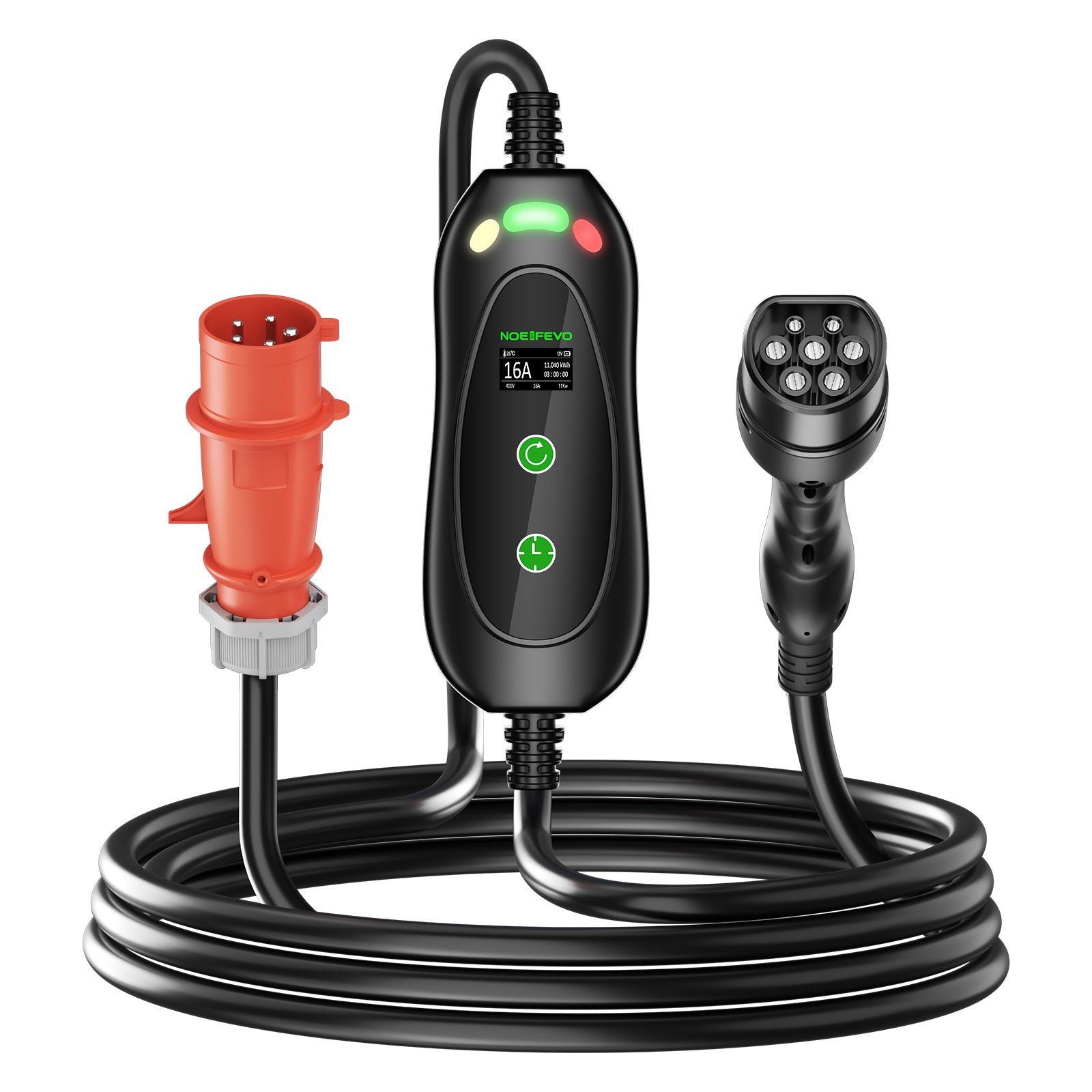 NOEIFEVO Typ2 Mobile EV Wallbox, 11KW 3-phase CEE16A Adjustable Charging Power EV Charger, 5m/10m/15m EV Ladekabel for Model Y/3, ID.3/4/5, MG4, EX30, e-up, e-tron, Zoe and other EVs