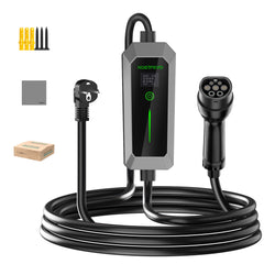 NOEIFEVO Type 2 3.5 kW EV Charger, Mobile EV Charging Cable with Schuko Plug, 5M/10M Charging Cable, Rainproof, Suitable for Outdoor Use