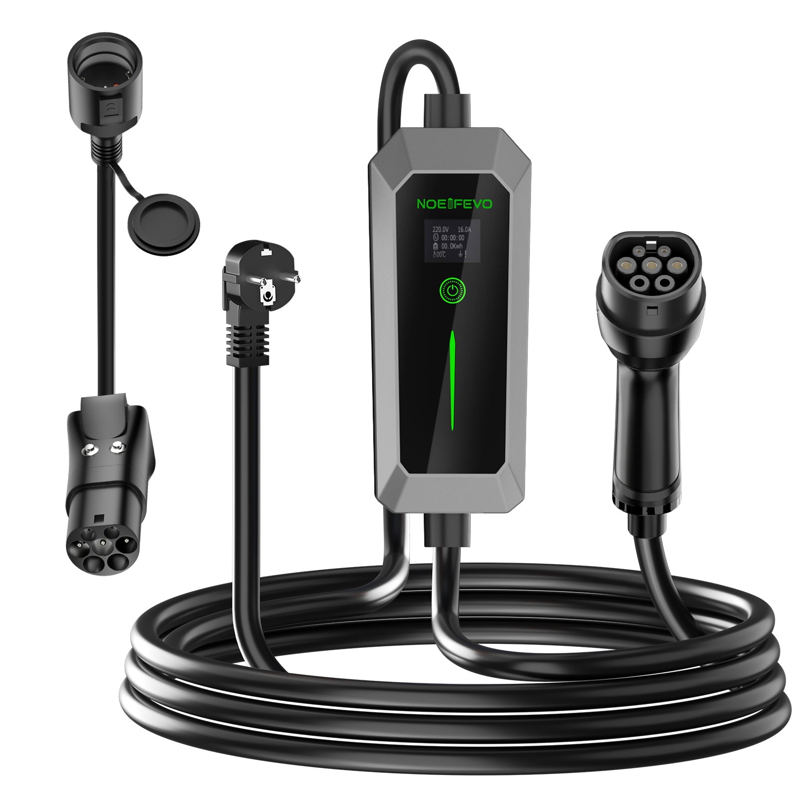 NOEIFEVO Type 2 3.5 kW EV Charger, mobile Schuko EV Charging Cable, 5M/10M Charging Cord, Weatherproof, Suitable for Outdoor Use