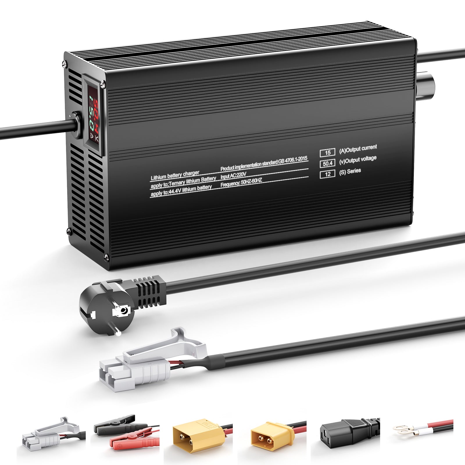NOEIFEVO 12S Smart Charger for 44.4V Lithium Batteries - 50.4V 15A Adjustable with Fast/Slow Modes (MLC1300)