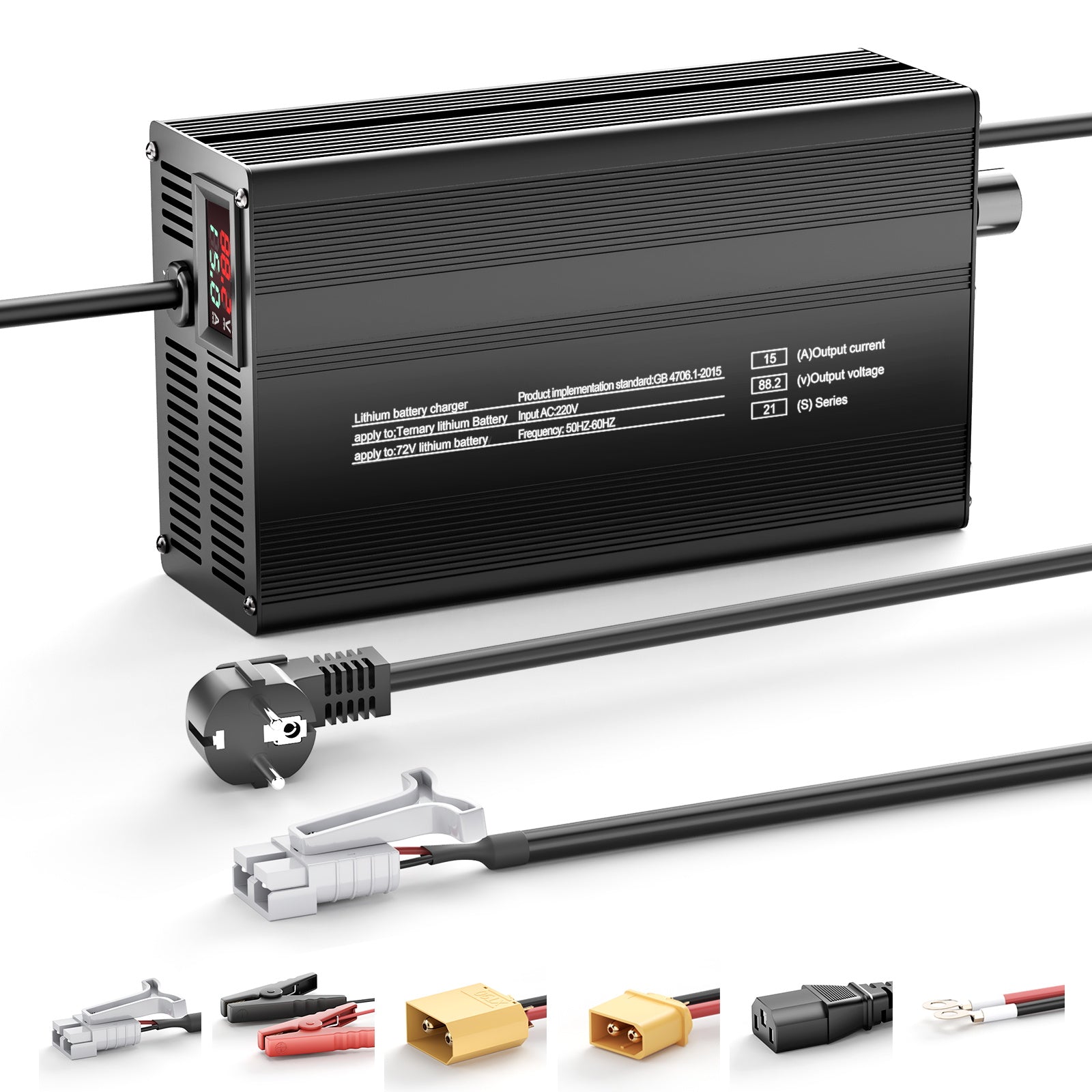 NOEIFEVO 21S Smart Charger for 72V Lithium - 88.2V 15A Adjustable with Fast/Slow Modes (MLC1300)