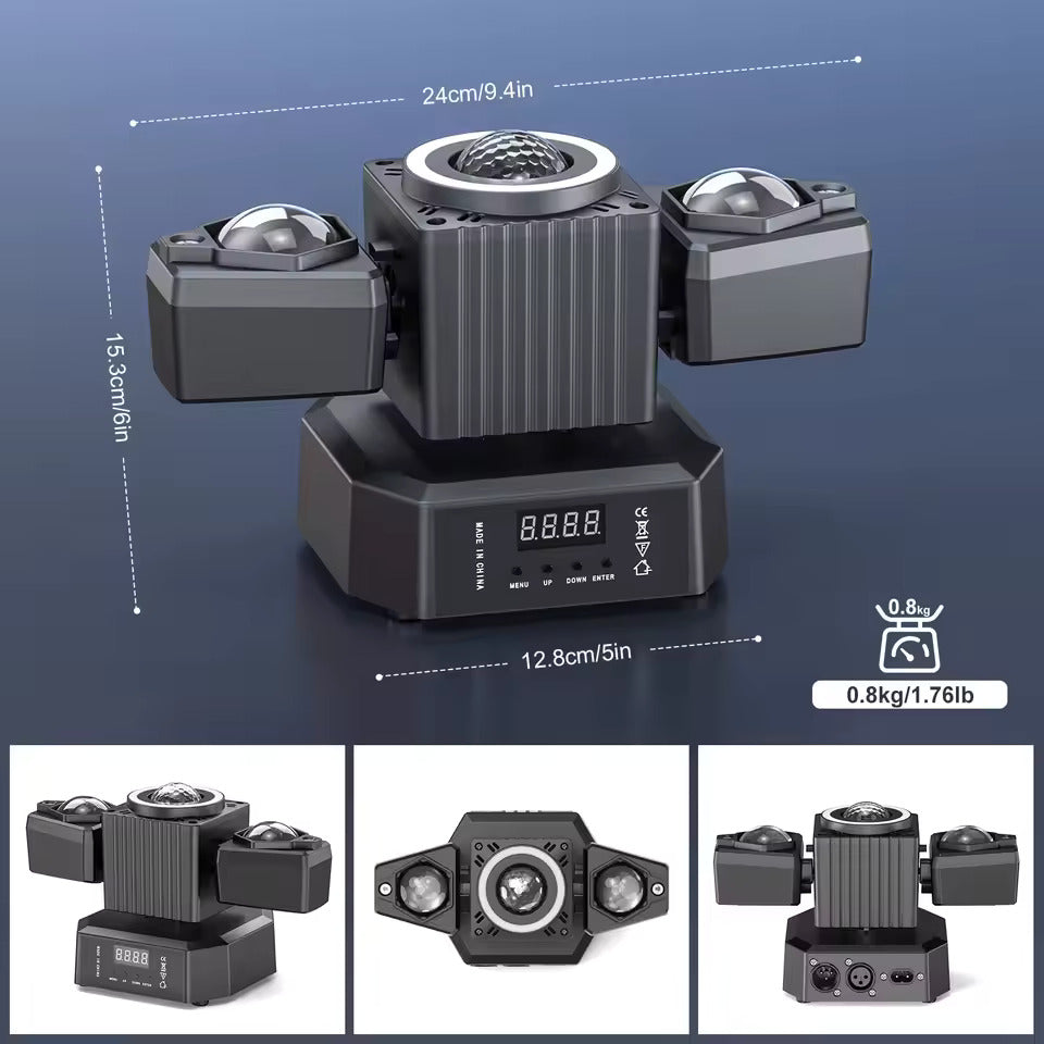 65W Disco PartyLicht, zweiarmer RGBW 4-in-1 LED-Effektstrahler mit Fernbedienung, Bühnenlicht effekt-Projektor für DJ-Partys, Konzerte, Hochzeiten und Theater