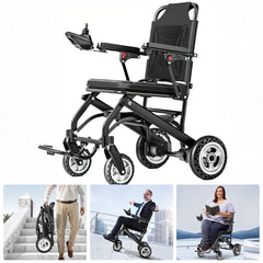 Elektrorollstuhl – 13.6kg,300W Motor, abnehmbarer Lithium-Akku, elektromagnetische Bremse, 100kg Tragkraft,Leicht Rollstuhl Elektrisch Faltbar ideal für Reisen & Alltag