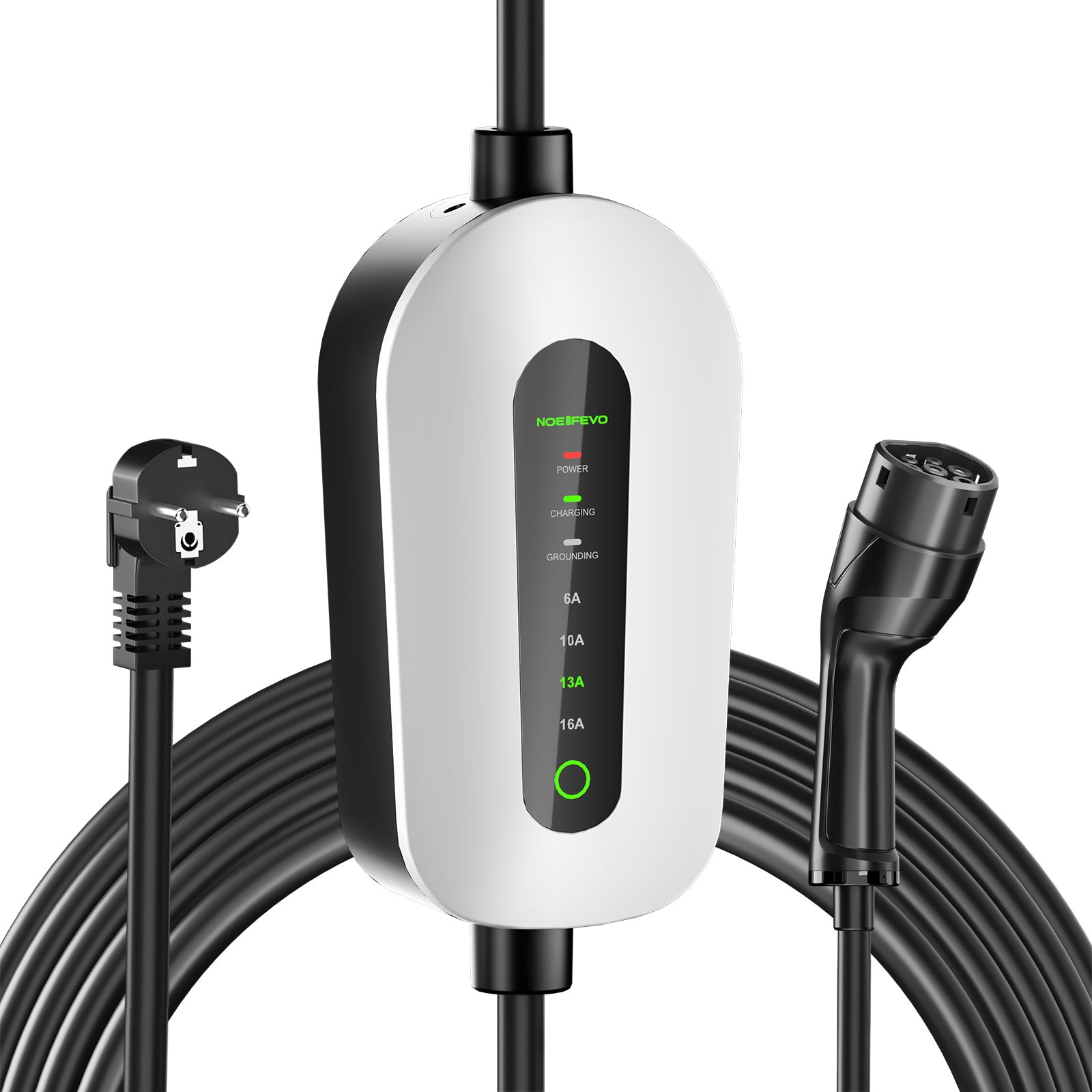 NOEIFEVO F095 Type 2 to Schuko EV Charging Cable for Electric Vehicles, 3.5KW, Adjustable Current from 6A to 16A, 3m/5m/10m