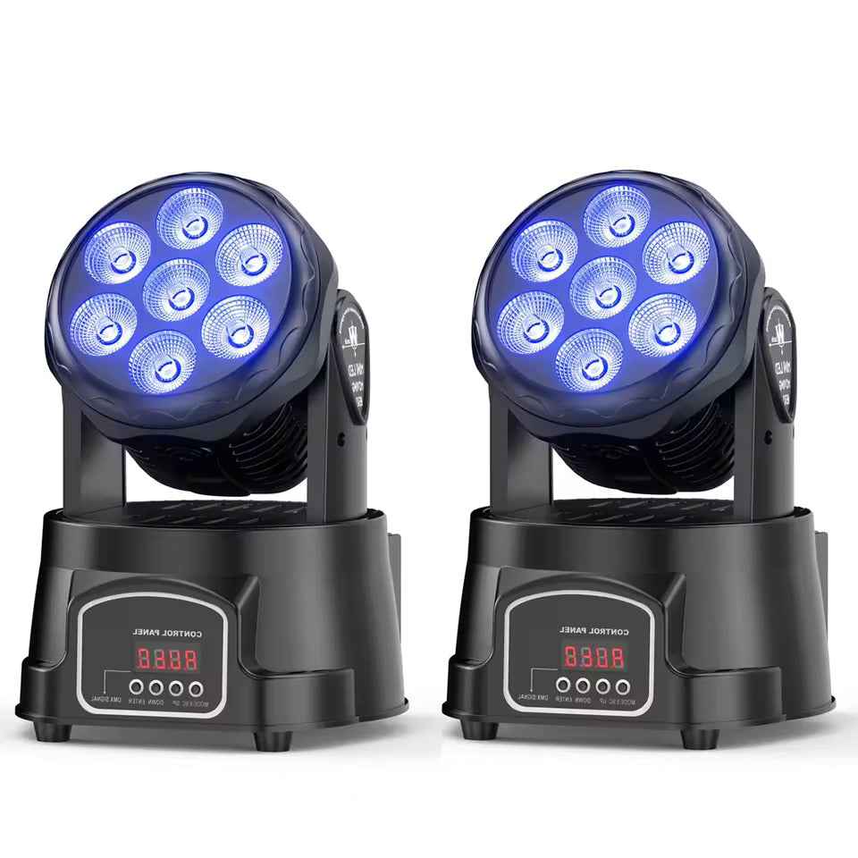 2 Stück/Set 105W Strahl Moving Head Lichter, 7×15W RGBW LED Bühnenscheinwerfer mit DMX512, Spotlights für DJ, Disco, KTV, Hochzeit und Party