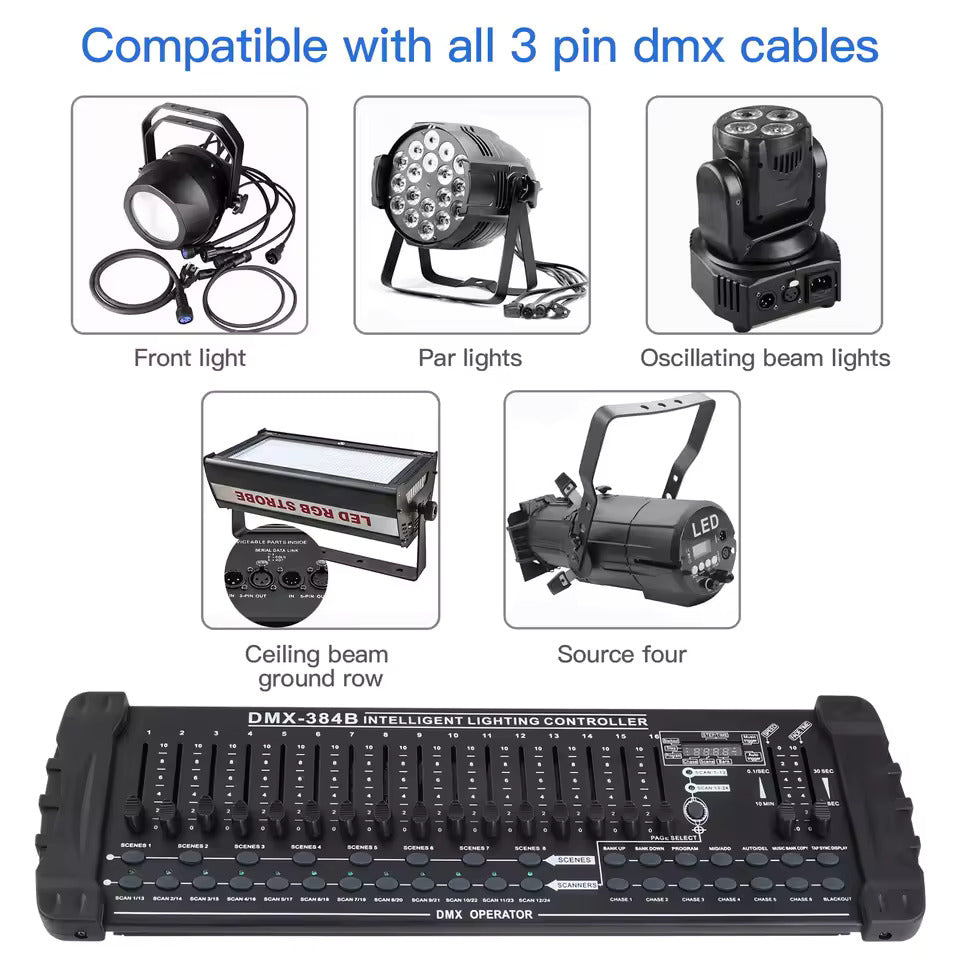 384-Kanal DMX512 Lichtpult – Professionelle Controller-Konsole für Live-Konzerte, KTV, DJ-Shows und Clubs