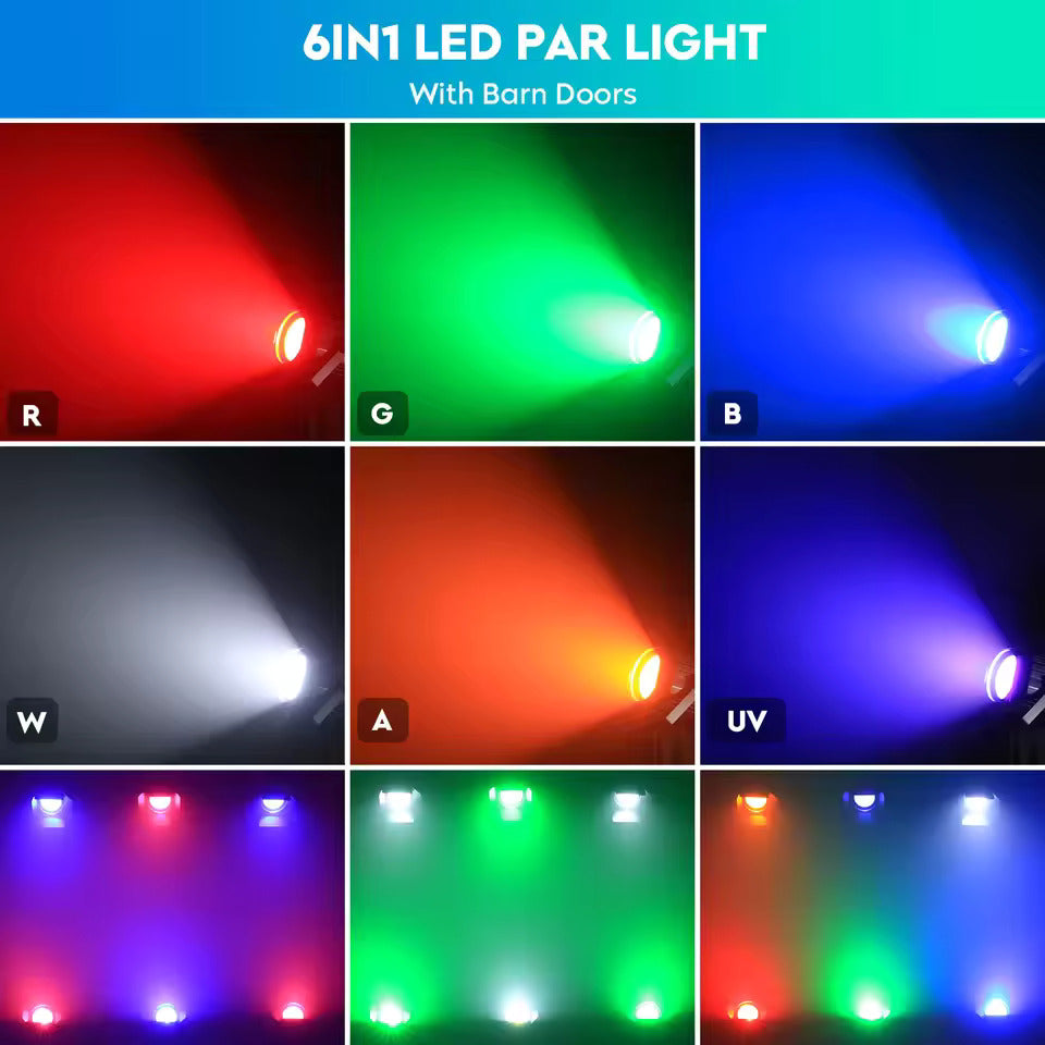 200W LED COB Par-Scheinwerfer 6IN1 RGBWA+UV Linearer Strahler DMX512 Warm- & Kaltweißes Bühnenlicht für DJ, Party, Konzert