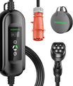 Noeifevo Type 2 Mobile EV Wallbox, 11KW 3-phase CEE16A Adjustable Charging Power EV Charger, 5m/10m/15m EV Charging Cable for Model Y/3, ID.3/4/5, MG4, EX30, e-up, e-tron, Zoe, and other EVs.
