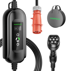 Noeifevo Type 2 Mobile EV Wallbox, 11KW 3-phase CEE16A Adjustable Charging Power EV Charger, 5m/10m/15m EV Charging Cable for Model Y/3, ID.3/4/5, MG4, EX30, e-up, e-tron, Zoe, and other EVs.
