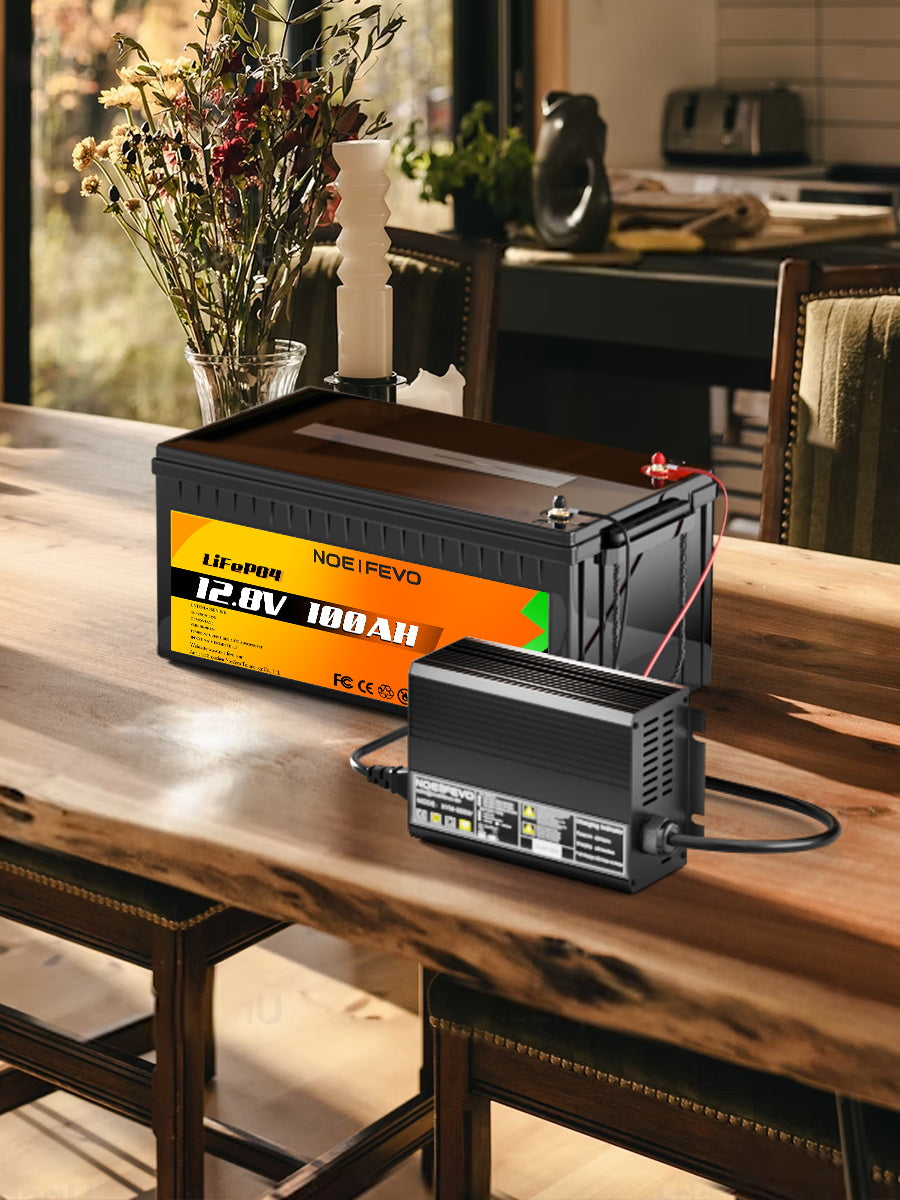 Noeifevo 12V 12.8V 30A Lithium LiFePO4 Akku Ladegerät, Ladespannung 14,6V, 0V BMS-Aktivierung, automatische Abschaltung, Aluminiumgehäuse