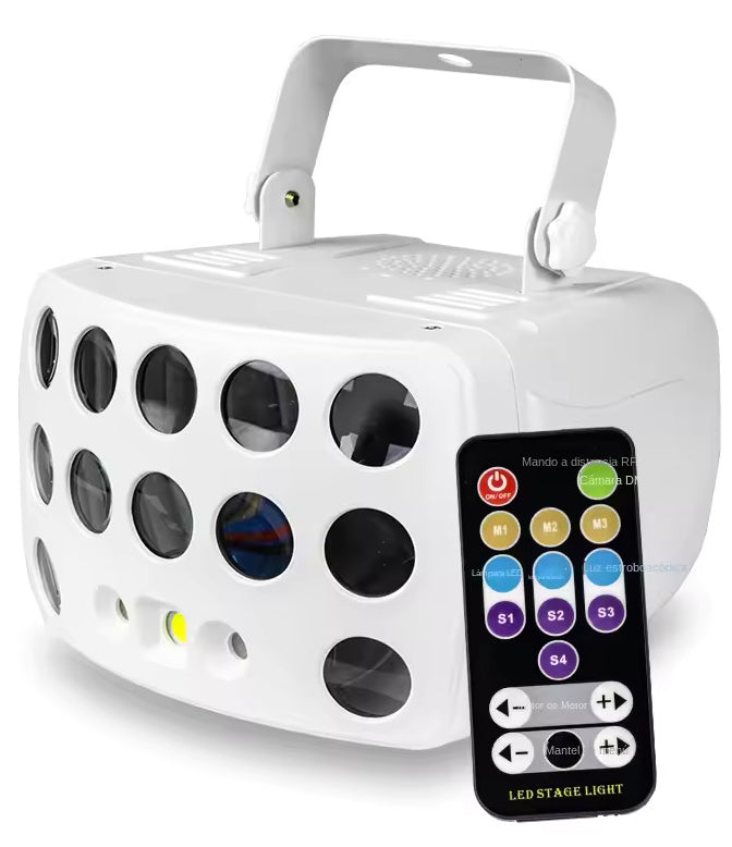 3-in-1 DMX RGBW Party-Licht, LED Laser Stroboskop Disco DJ Beam Spot Bühnenbeleuchtung, Tanzclub Hochzeit Schmetterlingslicht
