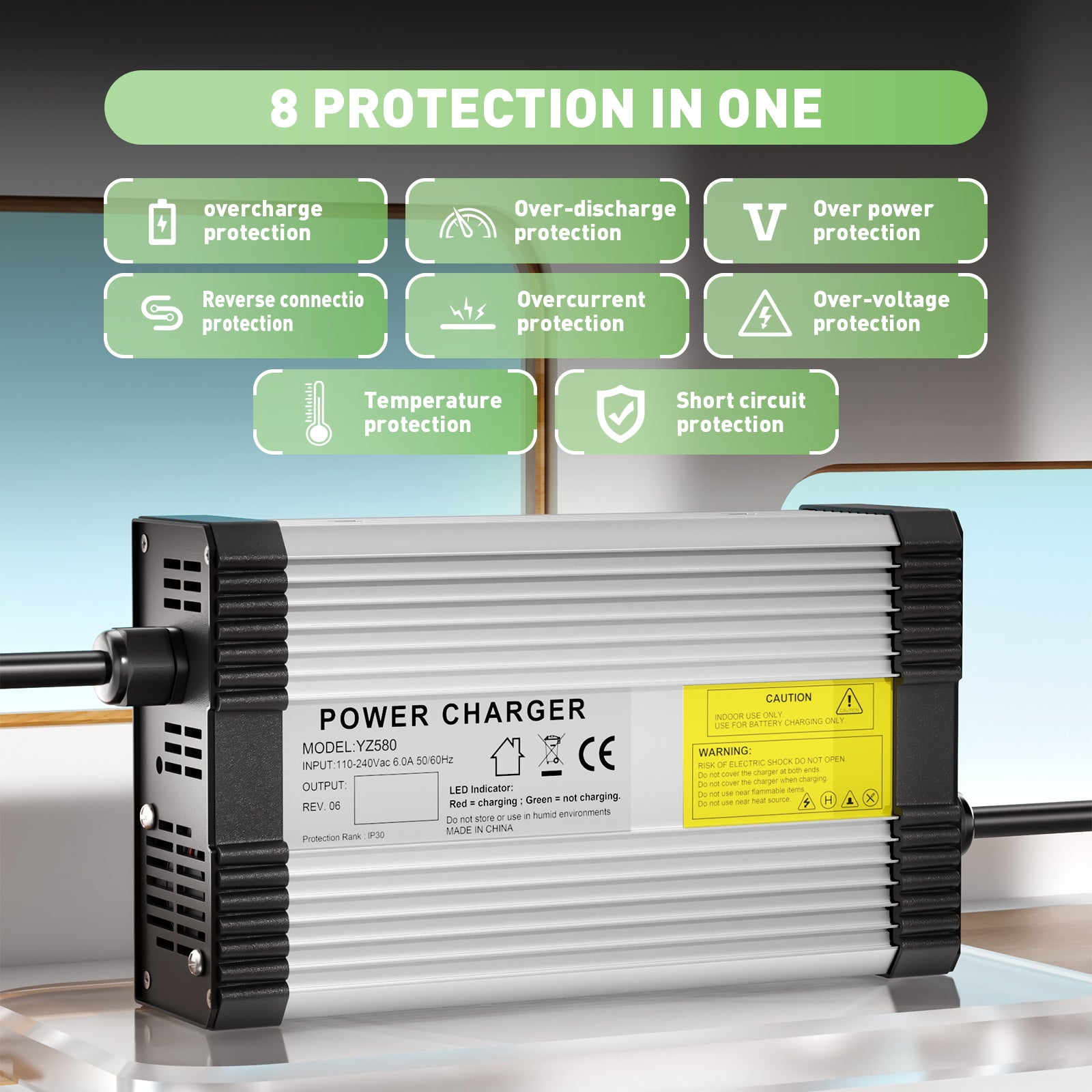 NOEIFEVO 87.6V 4.5A LiFePO4-Batterieladegerät für 72V 76.8V 24S LiFePO4-Batterie, mit Kühlventilator, automatische Abschaltung.