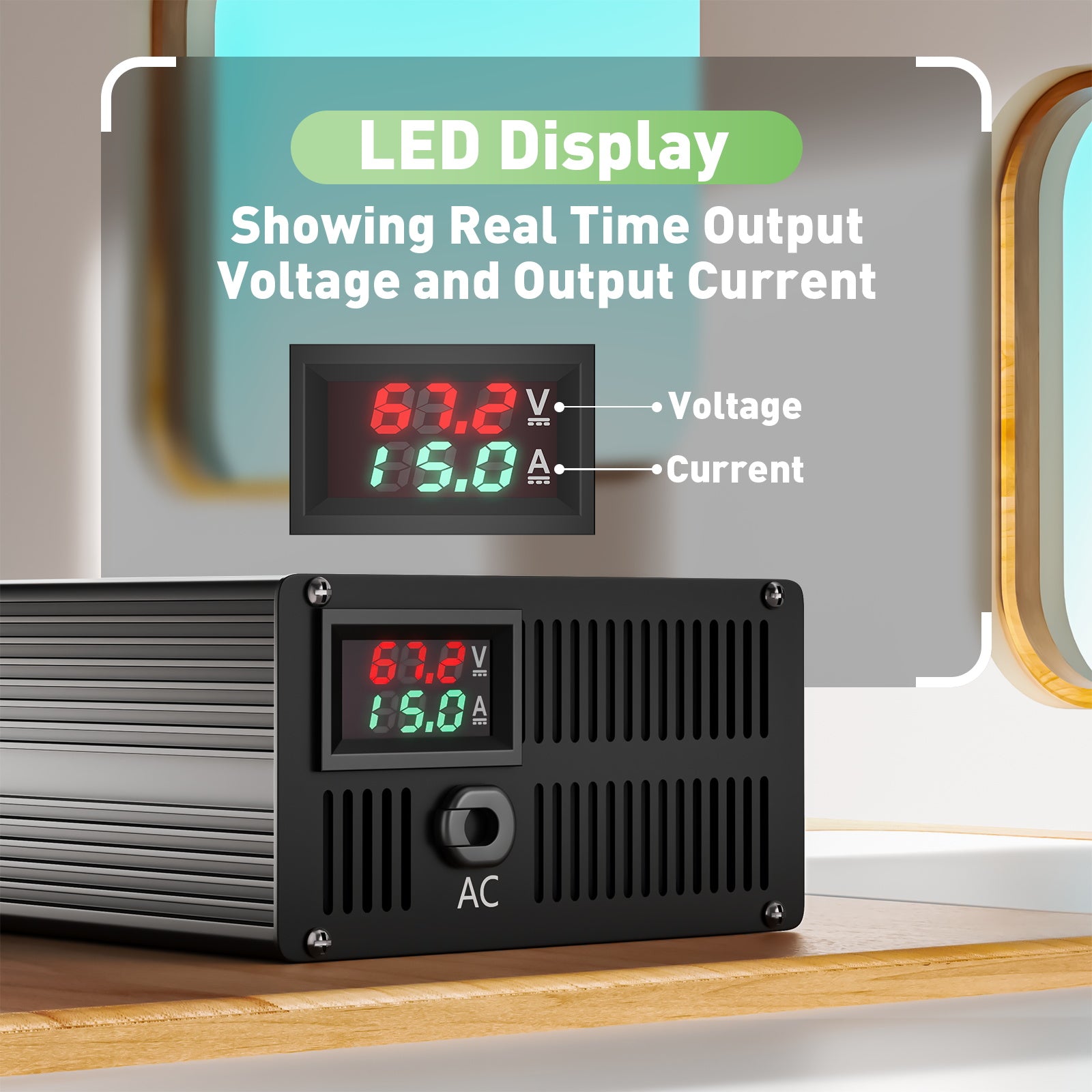 NOEIFEVO 16S Smart Charger for 60V Lithium - 67.2V 15A Adjustable with Fast/Slow Modes (MLC1300)