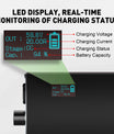 NOEIFEVO 58.8V 2-20A Lithium Battery Charger for 51.8V 52V 14S Lithium Li-Ion Lipo Battery, LCD Display, Adjustable Current, Charger for E-Bike, Scooter, Electric Motorcycle