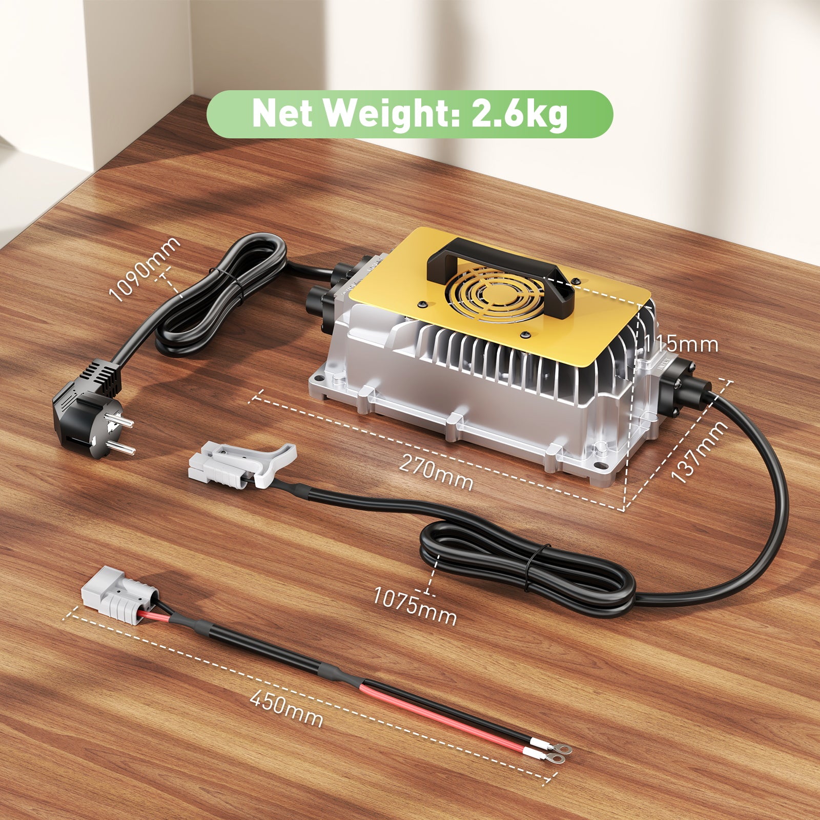 NOEIFEVO 58.4V 20A Lithium LiFePO4 Battery Charger for 48V (51.2V) 16S Battery, Waterproof, 0V BMS Activation, Automatic Shut-Off with Full Protection