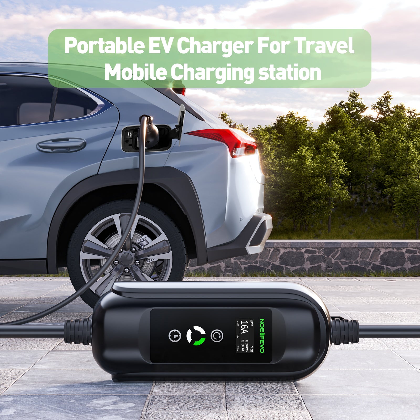 Noeifevo Type 2 Mobile EV Wallbox, 11KW 3-phase CEE16A Adjustable Charging Power EV Charger, 5m/10m/15m EV Charging Cable for Model Y/3, ID.3/4/5, MG4, EX30, e-up, e-tron, Zoe, and other EVs.
