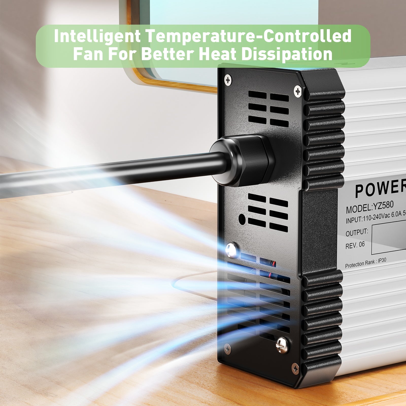NOEIFEVO 87.6V 4.5A LiFePO4-Batterieladegerät für 72V 76.8V 24S LiFePO4-Batterie, mit Kühlventilator, automatische Abschaltung.
