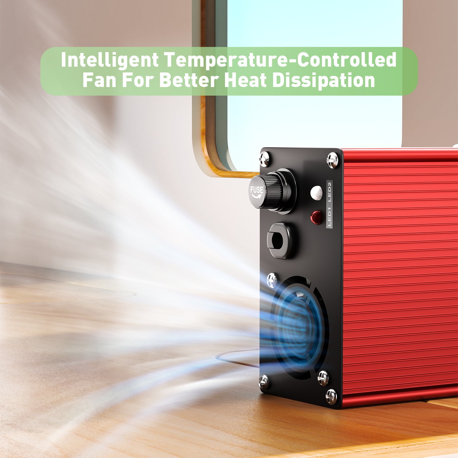 NOEIFEVO 14.6V 5A 6A 7A 8A 10A LiFePO4 Batterie-Ladegerät für 4S 12V 12.8V LiFePO4 Batterie, mit LCD-Anzeige, Kühlventilator, automatischer Abschaltung(RED)