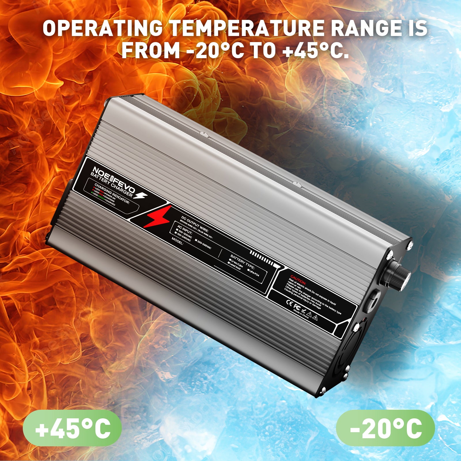 NOEIFEVO 14,6V 20A LiFePO4 Batterieladegerät für 12V (12,8V) 4S-Batterie, automatische Abschaltung, Aluminiumgehäuse, mit Lüfter (Silber)