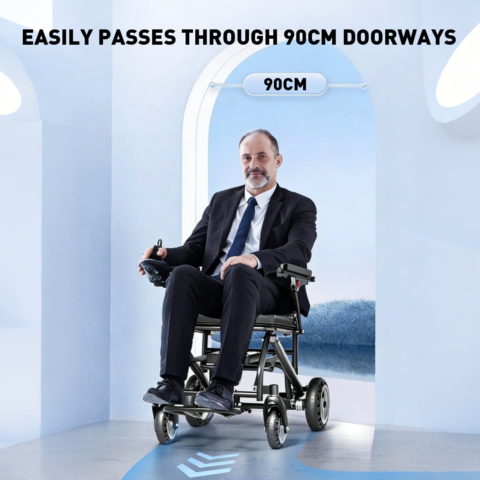 Elektrorollstuhl – 13.6kg,300W Motor, abnehmbarer Lithium-Akku, elektromagnetische Bremse, 100kg Tragkraft,Leicht Rollstuhl Elektrisch Faltbar ideal für Reisen & Alltag