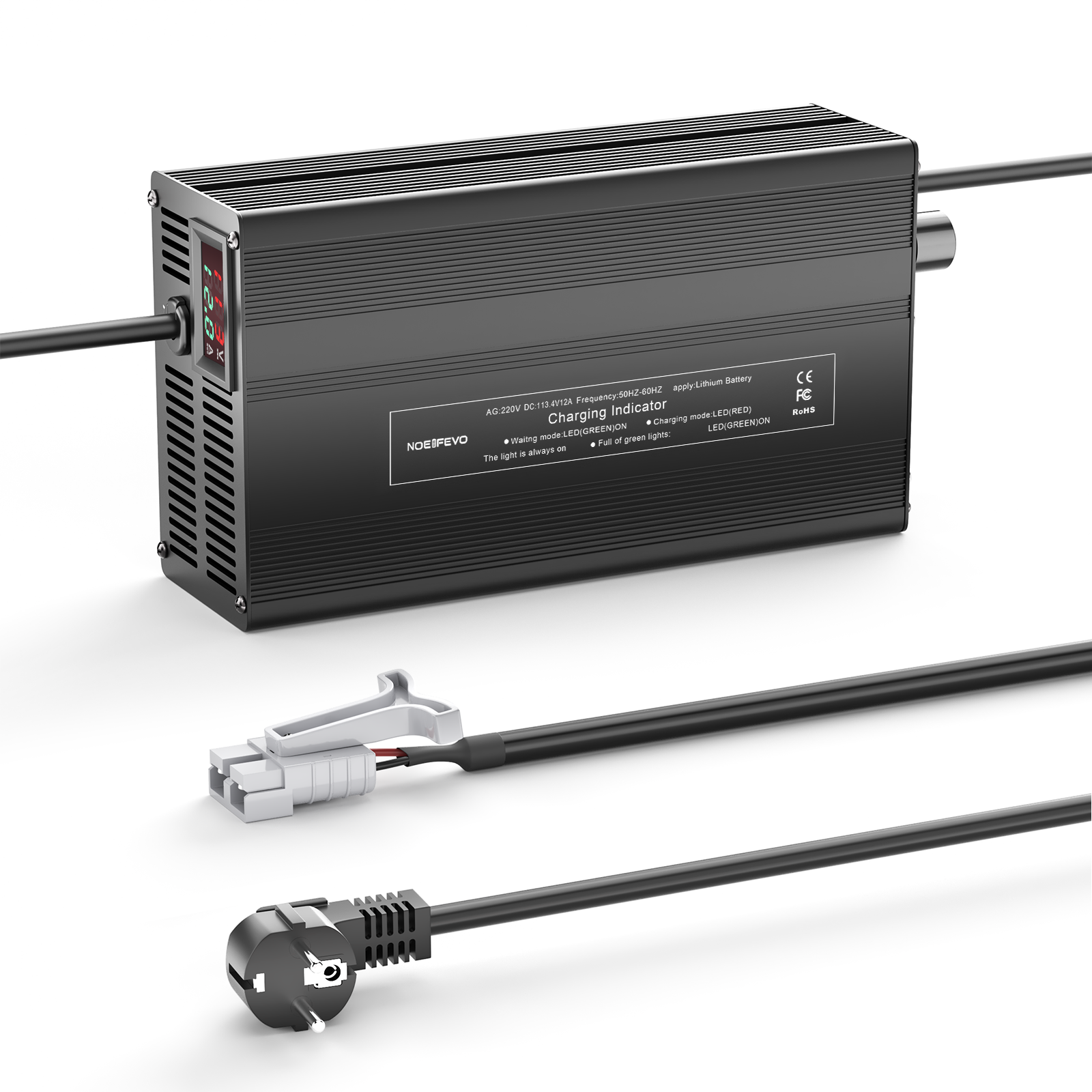 NOEIFEVO 113.4V 1A-12A Caricabatterie per batterie al litio 99.9V (96V) 27S, batteria Li-Ion-Li-Po, display LCD, corrente regolabile