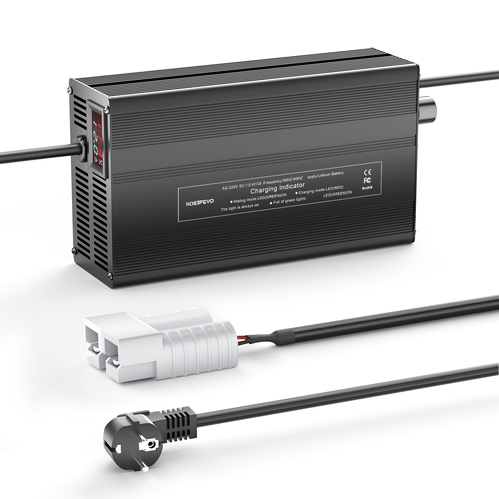 NOEIFEVO 113.4V 1A-12A Caricabatterie per batterie al litio 99.9V (96V) 27S, batteria Li-Ion-Li-Po, display LCD, corrente regolabile
