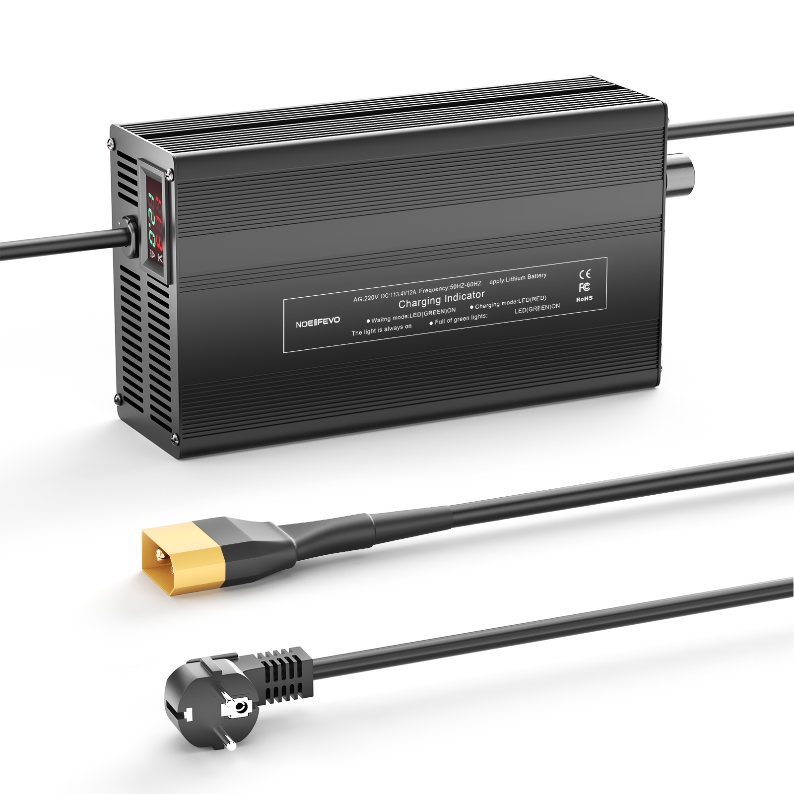 NOEIFEVO 113.4V 1A-12A Caricabatterie per batterie al litio 99.9V (96V) 27S, batteria Li-Ion-Li-Po, display LCD, corrente regolabile