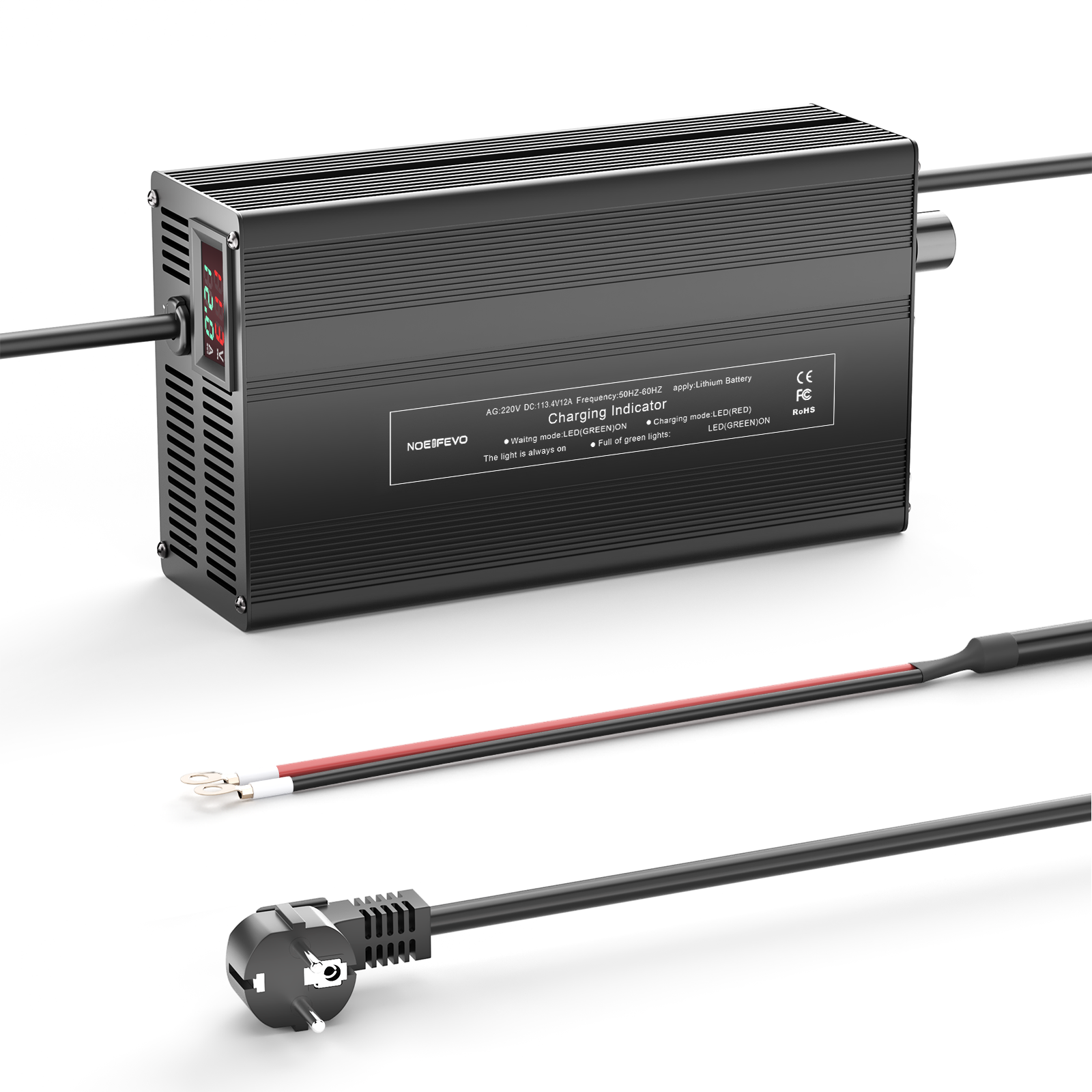 NOEIFEVO 113.4V 1A-12A Caricabatterie per batterie al litio 99.9V (96V) 27S, batteria Li-Ion-Li-Po, display LCD, corrente regolabile