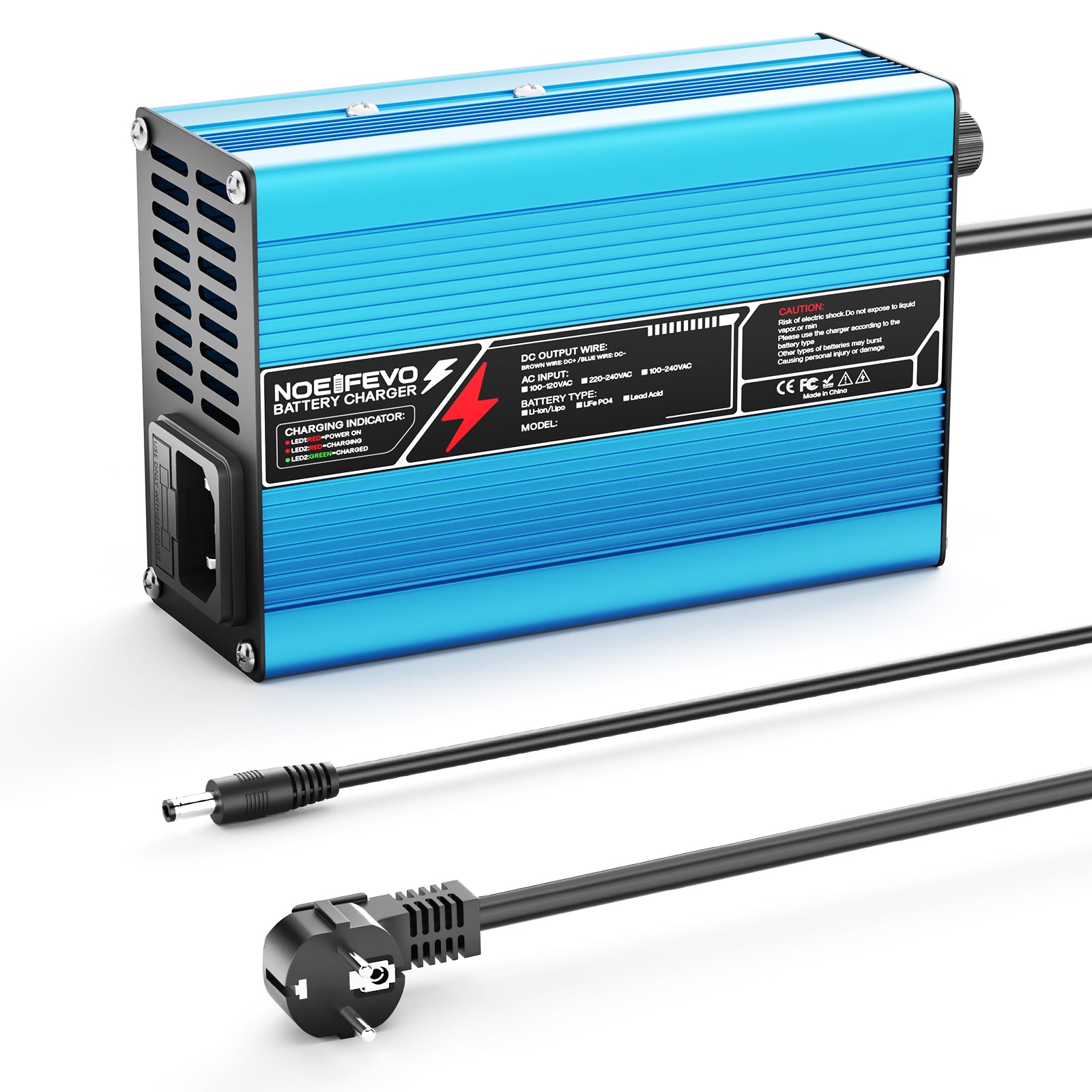 NOEIFEVO 67,2V 4A Lithium-Batterieladegerät für 59,2V 16S-Batterie, automatische Abschaltung, E-Bike-Scooter, Elektromotorrad, mit Kühlventilator