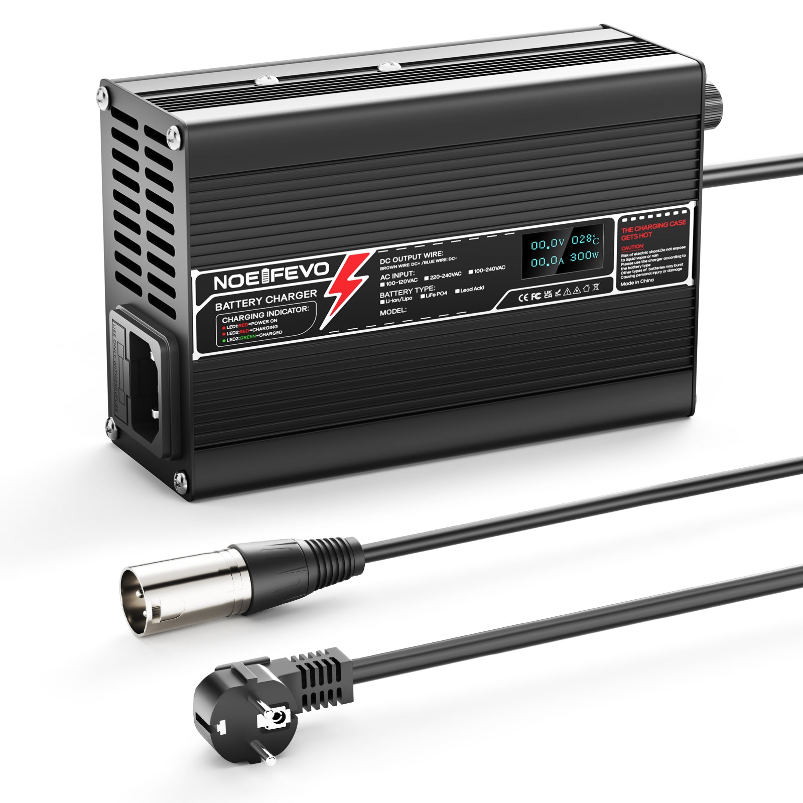 NOEIFEVO 67.2V 4A Lithium Battery Charger for 16S 59.2V E-bike/Scooter Battery Packs