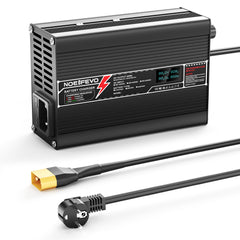 NOEIFEVO 75.6V 4A litiumlader for 18S 66.6V Li-ion Lipo batteri E-sykkel og scooter lader, LED-skjerm, aluminiums hus