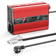 NOEIFEVO 14.6V 5A 6A 7A 8A 10A LiFePO4 Batterie-Ladegerät für 4S 12V 12.8V LiFePO4 Batterie, mit LCD-Anzeige, Kühlventilator, automatischer Abschaltung(RED)