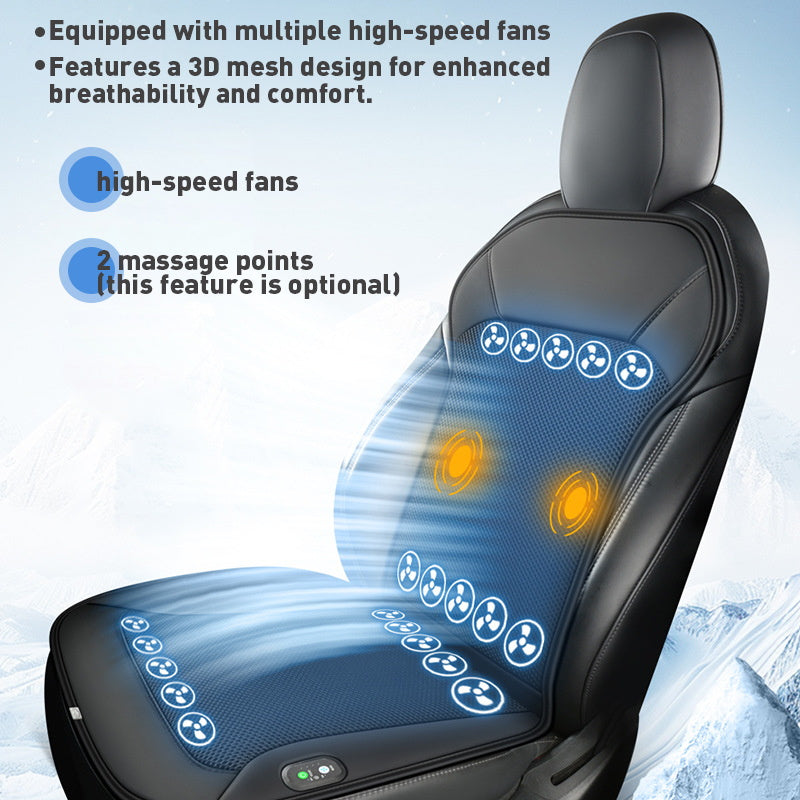 NOEIFEVO Funda de Asiento Refrigerante para Auto, Almohadilla Refrigerante de Verano con 20 Ventiladores, Masaje, Ventilación, Funda de Asiento con Ventiladores, 12V/24V Funda de Asiento Frontal para Auto (Negra, 1 Unidad)