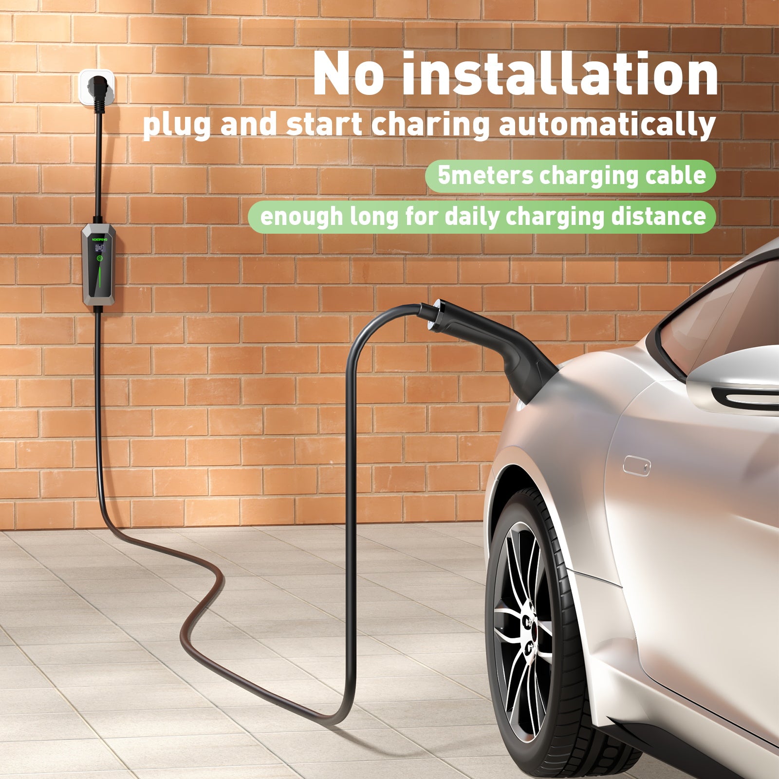 NOEIFEVO Type 2 3.5 kW EV Charger, Mobile EV Charging Cable with Schuko Plug, 5M/10M Charging Cable, Rainproof, Suitable for Outdoor Use