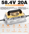 NOEIFEVO 58.4V 20A Lithium Lifepo4 Battery Charger for 48V (51.2V) 16S Battery, Waterproof, 0 V BMS Activation, Automatic Shutdown with Full Protection