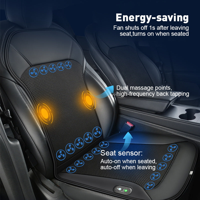 NOEIFEVO Funda de Asiento Refrigerante para Auto, Almohadilla Refrigerante de Verano con 20 Ventiladores, Masaje, Ventilación, Funda de Asiento con Ventiladores, 12V/24V Funda de Asiento Frontal para Auto (Negra, 1 Unidad)