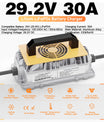 Noeifevo 29.2V 30A LiFePO4 Battery Charger for 24V to 25.6V Lithium Accu, Waterproof, 0V BMS Activation, Automatic Shutdown