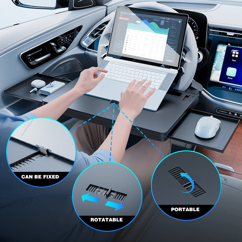 Multifunkční stolek na volant do auta – ideální pro jídlo, práci nebo jako podložka na notebook na cestách Přenosný stolek do auta pro všechna vozidla
