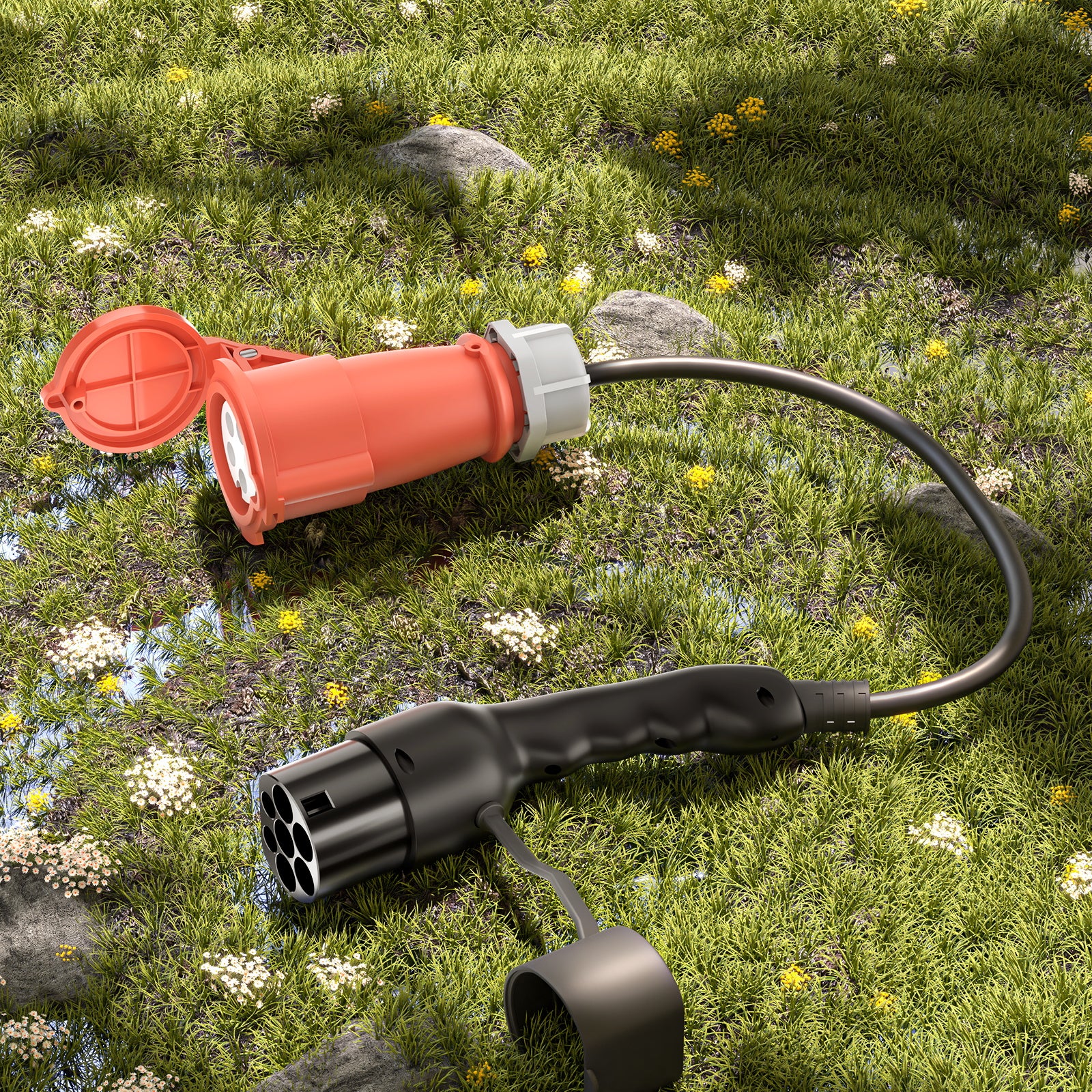 Type2 plugg til CEE16A-kontakt, adapter for 11KW EV-lader for å hente strøm fra ladestasjonen
​