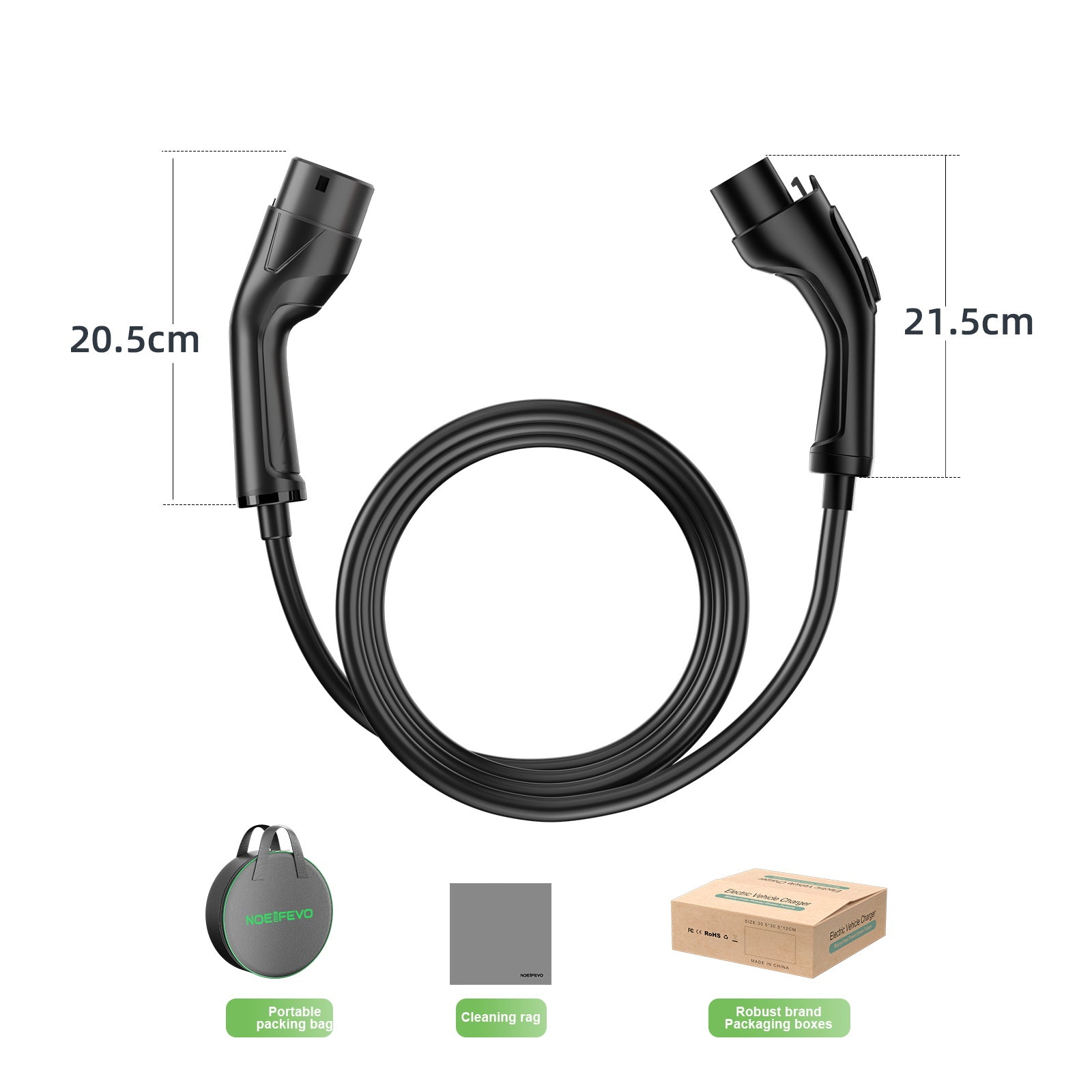 NOEIFEVO 5M/7M Tyyppi 2 Laajennusjohto lataukseen, 3.5KW / 7KW / 11KW / 22KW Tyyppi 2 - Tyyppi 2 -auton latausjohto Wallboxille ja sähköajoneuvon laturille