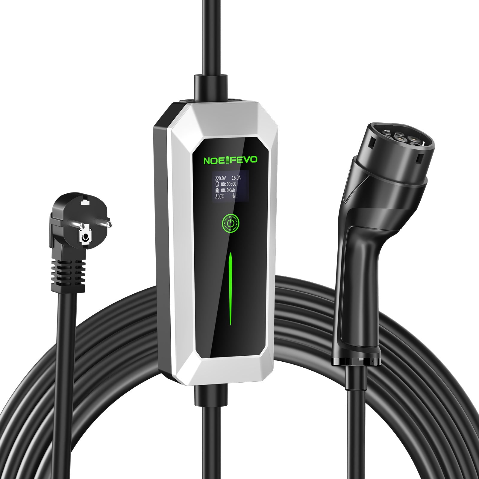 NOEIFEVO Type 2 3.5 kW EV Charger, Mobile EV Charging Cable with Schuko Plug, 5M/10M Charging Cable, Rainproof, Suitable for Outdoor Use