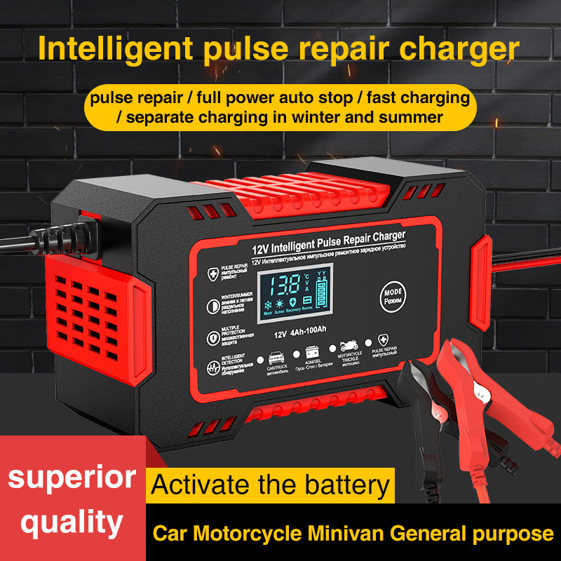 Autobatterie-Ladegerät 12V 6A, Impuls-Reparatur-Ladegerät mit LCD-Touchscreen, für alle 12V Blei-Säure-Batterien und Startbatterien