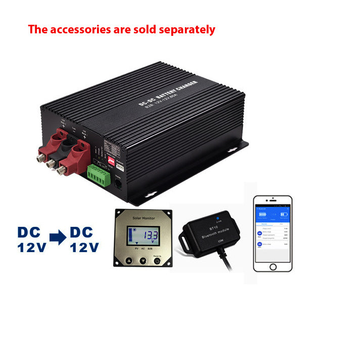 NOEIFEVO 12V 60A DC-DC Charger-Booster for RVs, Campers, and Boats – Compatible with LiFePO4, Lithium, Lead-Acid (AGM/GEL) Batteries, Supports Bluetooth