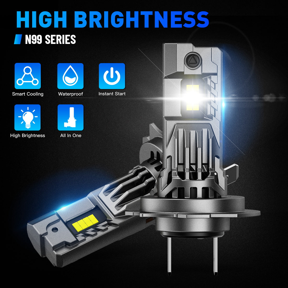2 Stykker 100W 24000 Lumen Bil Hovedlyspærer, H7 H11 9005 9006 H4 LED Pærer