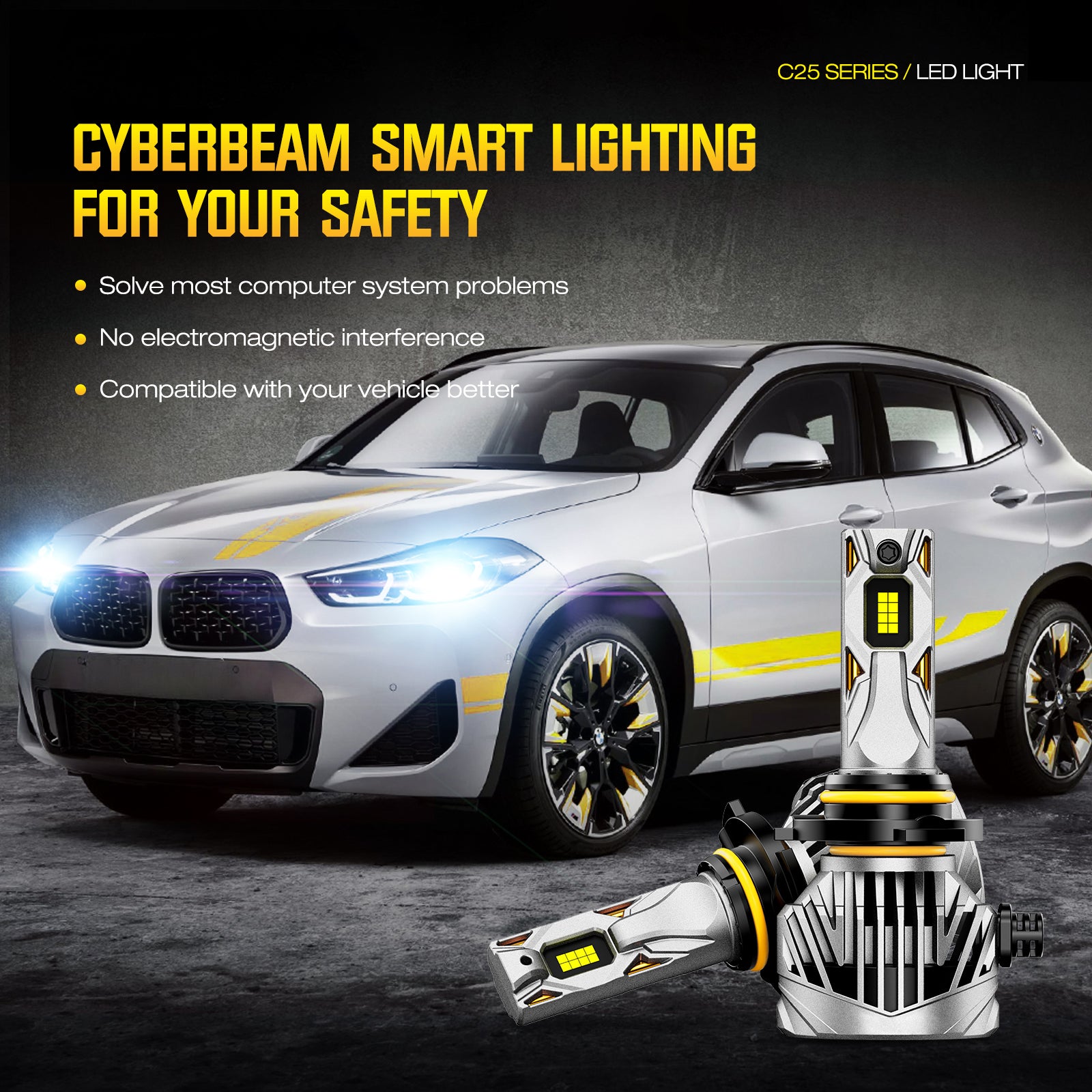 NOEIFEVO 9005 9006 Auto Scheinwerferlampe, 30.000 Lumen, 130W, 6500K Weiß, IP68 Wasserdicht, 100.000 Stunden Lebensdauer, Abblend- und Fernlicht