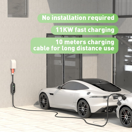 Noievo 11KW Type 2 EV Charging Station, 16A 3-Phase Electric Vehicle Charger, CEE 16A Strong Current Fast Charge Cable 10Meters