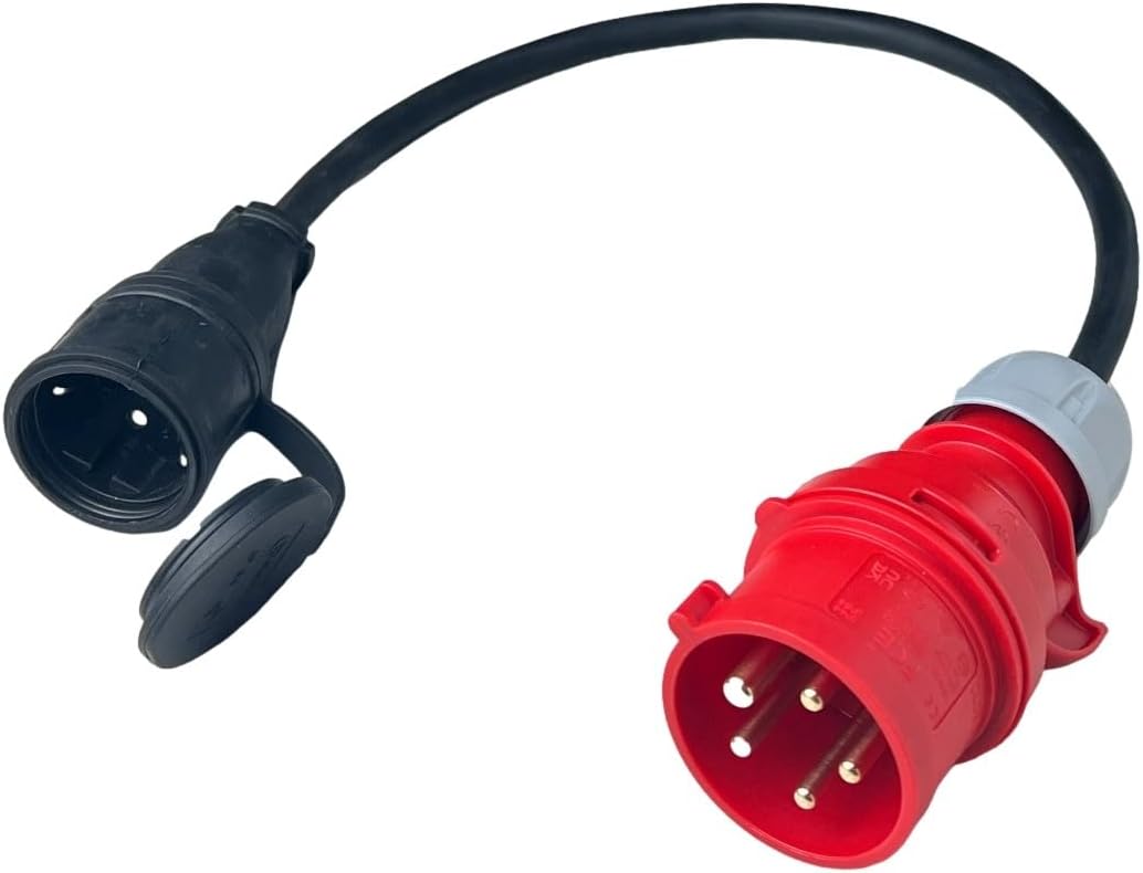 CEE 16A Industrial Plug to Schuko Socket 230V Rubber Cable IP44