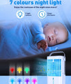 Mobiele airconditioner 4-in-1, energiezuinige mini-luchtkoeler met grote watertank (1200 ml), 3-traps verdampingskoeling, 7-kleuren LED, timer en laag geluidsniveau voor thuiswerken en slaapkamer