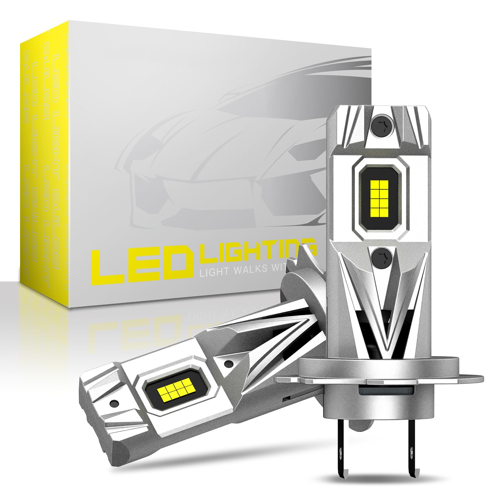 NOEIFEVO H7 H11 H4 9005 9006 Hovedlyspærer, 80W 12V, 6500K Hvit, Høy- og Lavstråle, 2 Stykker Bil Lamper